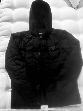 Vans Black Quilted Hoodie Snap-Front Jacket